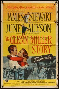 3t472 GLENN MILLER STORY 1sh '54 James Stewart in the title role, June Allyson, Louis Armstrong!