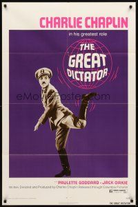 3t488 GREAT DICTATOR 1sh R72 Charlie Chaplin directs and stars, wacky WWII comedy!