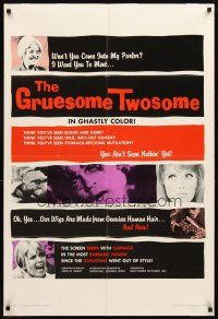 3t495 GRUESOME TWOSOME 1sh '67 Herschell G. Lewis, the screen seeps with carnage!