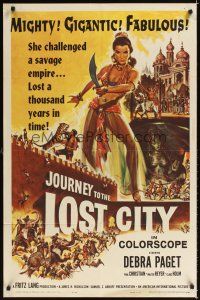 3t585 JOURNEY TO THE LOST CITY 1sh '60 directed by Fritz Lang, art of sexy Indian Debra Paget!