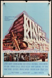 3t593 KING OF KINGS style B 1sh '61 Nicholas Ray Biblical epic, Jeffrey Hunter as Jesus!