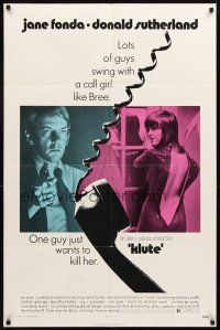 3t597 KLUTE 1sh '71 Donald Sutherland helps intended murder victim & call girl Jane Fonda