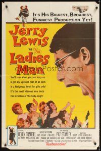 3t602 LADIES' MAN 1sh '61 girl-shy upstairs-man-of -all-work Jerry Lewis screwball comedy!