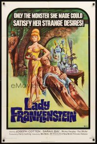 3t605 LADY FRANKENSTEIN 1sh '72 La figlia di Frankenstein, Joe Smith art from Italian horror!