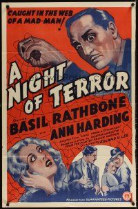 3t641 LOVE FROM A STRANGER 1sh R42 Basil Rathbone, Agatha Christie, A Night of Terror!