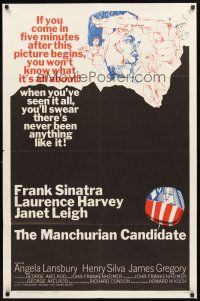 3t654 MANCHURIAN CANDIDATE 1sh '62 art of Frank Sinatra, directed by John Frankenheimer!