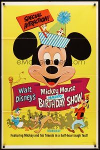 3t663 MICKEY MOUSE HAPPY BIRTHDAY SHOW 1sh '68 Disney, great artwork of Donald Duck, Goofy, Pluto!