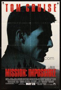 3t669 MISSION IMPOSSIBLE advance 1sh '96 Tom Cruise, Jon Voight, Brian De Palma directed!