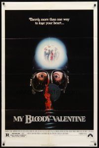 3t680 MY BLOODY VALENTINE 1sh '81 bloody gas mask, there's more than one way to lose your heart!