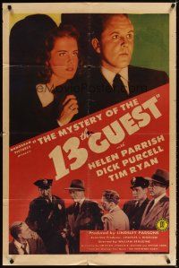 3t684 MYSTERY OF THE 13TH GUEST 1sh '43 Helen Parrish, from novel by the author of Scarface!