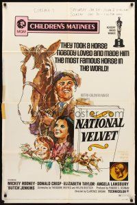 3t695 NATIONAL VELVET 1sh R71 horse racing classic starring Mickey Rooney & Elizabeth Taylor!