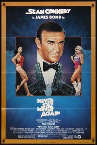 3t701 NEVER SAY NEVER AGAIN 1sh '83 art of Sean Connery as James Bond 007 by Rudy Obrero!