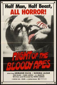 3t708 NIGHT OF THE BLOODY APES 1sh '72 La Horripilante bestia humana, Mexican horror!