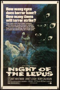 3t711 NIGHT OF THE LEPUS 1sh '72 cool monster art, how many eyes does horror have!