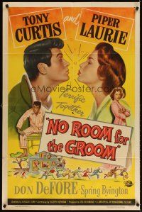 3t717 NO ROOM FOR THE GROOM 1sh '52 artwork of Tony Curtis with Piper Laurie!