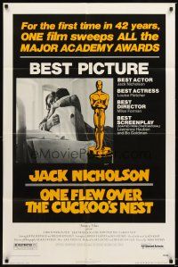 3t734 ONE FLEW OVER THE CUCKOO'S NEST awards 1sh '75 Jack Nicholson, Will Sampson, Forman classic!