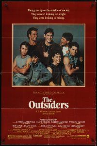 3t740 OUTSIDERS 1sh '82 Coppola, S.E. Hinton, Howell, Dillon, Macchio, Swayze, Lowe, Cruise!