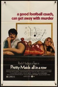 3t763 PRETTY MAIDS ALL IN A ROW style B 1sh '71 Rock Hudson, a good coach can get away w/murder!