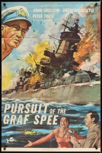 3t773 PURSUIT OF THE GRAF SPEE 1sh '57 Powell & Pressburger, great art of exploding ship!