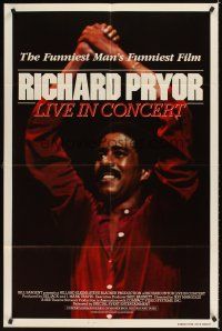 3t795 RICHARD PRYOR: LIVE IN CONCERT 1sh '79 uncensored, cool image of comedian on stage!