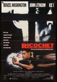 3t797 RICOCHET DS 1sh '91 Denzel Washington, John Lithgow, Ice-T, a cop accused of murder!