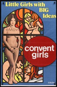 3t828 SEX LIFE IN A CONVENT 1sh '72 wild image of sexy nude girl & stained glass!