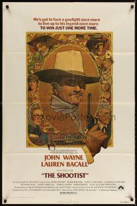 3t833 SHOOTIST 1sh '76 best Richard Amsel artwork of cowboy John Wayne & cast montage!