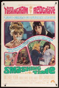 3t844 SMASHING TIME 1sh '68 Rita Tushingham, Lynn Redgrave, two sexy girls go stark mod!