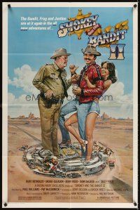 3t845 SMOKEY & THE BANDIT II 1sh '80 Gouzee art of Burt Reynolds, Jackie Gleason & Sally Field!