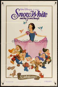 3t846 SNOW WHITE & THE SEVEN DWARFS 1sh R87 Walt Disney animated cartoon fantasy classic!
