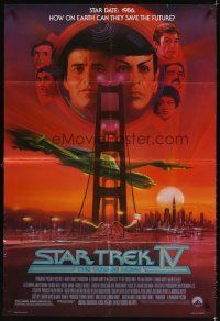 3t860 STAR TREK IV 1sh '86 cool art of Leonard Nimoy & William Shatner by Bob Peak!