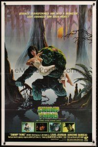 3t883 SWAMP THING 1sh '82 Wes Craven, cool Richard Hescox art of him holding Adrienne Barbeau!