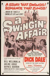 3t886 SWINGIN' AFFAIR 1sh '63 Bill Wellman, Jr, Arline Judge, boxing and rock & roll!