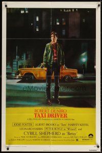 3t893 TAXI DRIVER 1sh '76 classic art of Robert De Niro by cab, directed by Martin Scorsese!