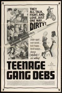 3t894 TEENAGE GANG DEBS 1sh '66 Diane Conti, Linda Gale, Eileen Dietz, they all fight & love dirty