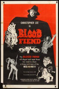 3t914 THEATRE OF DEATH 1sh '67 Christopher Lee will disgust and repel the weak, Blood Fiend!