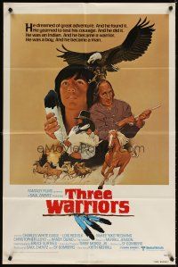 3t926 THREE WARRIORS 1sh '77 cool art of Native American Indians and wildlife!