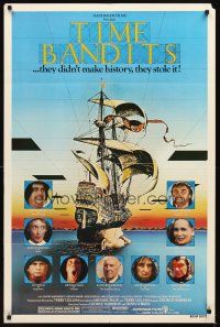 3t934 TIME BANDITS 1sh '81 John Cleese, Sean Connery, art by director Terry Gilliam!