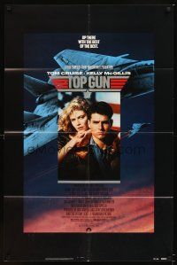 3t939 TOP GUN 1sh '86 great image of Tom Cruise & Kelly McGillis, Navy fighter jets!