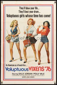 3t955 VOLUPTUOUS VIXENS '76 1sh R76 they'll beat your drum, artwork of patriotic girls!
