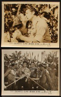 3w158 ENCHANTED ISLAND 8 8x10 stills '58 Dana Andrews, Jane Powell, cannibal princess love!
