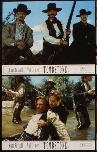 3w877 TOMBSTONE 8 color English FOH LCs '93 Kurt Russell as Wyatt Earp, Val Kilmer as Doc Holliday