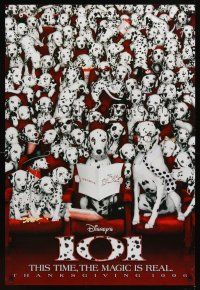 3z004 101 DALMATIANS teaser 1sh '96 Walt Disney live action, image of dogs in theater!