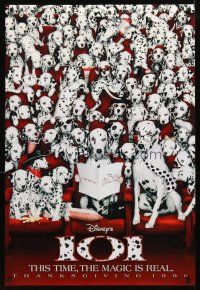 3z003 101 DALMATIANS teaser DS 1sh '96 Walt Disney live action, image of dogs in theater!