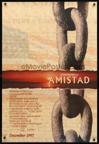 3z034 AMISTAD advance 1sh '97 Steven Spielberg directed, Morgan Freeman, Anthony Hopkins!