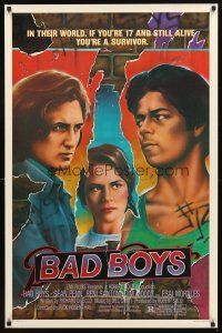 3z054 BAD BOYS 1sh '83 Javack artwork of tough teen Sean Penn, Ally Sheedy!