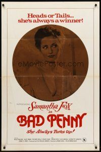 3z055 BAD PENNY 1sh '78 heads or tails, Samantha Fox is always a winner, x-rated, cool image!