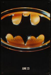 3z065 BATMAN matte teaser 1sh '89 Michael Keaton, Jack Nicholson, directed by Tim Burton!