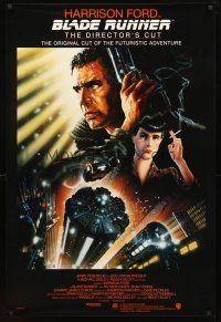 3z086 BLADE RUNNER int'l 1sh R92 Ridley Scott sci-fi classic, art of Harrison Ford by John Alvin!