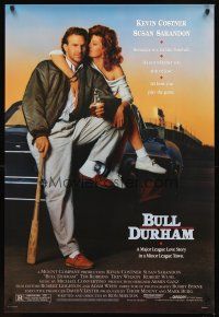 3z113 BULL DURHAM 1sh '88 great image of baseball player Kevin Costner & sexy Susan Sarandon!